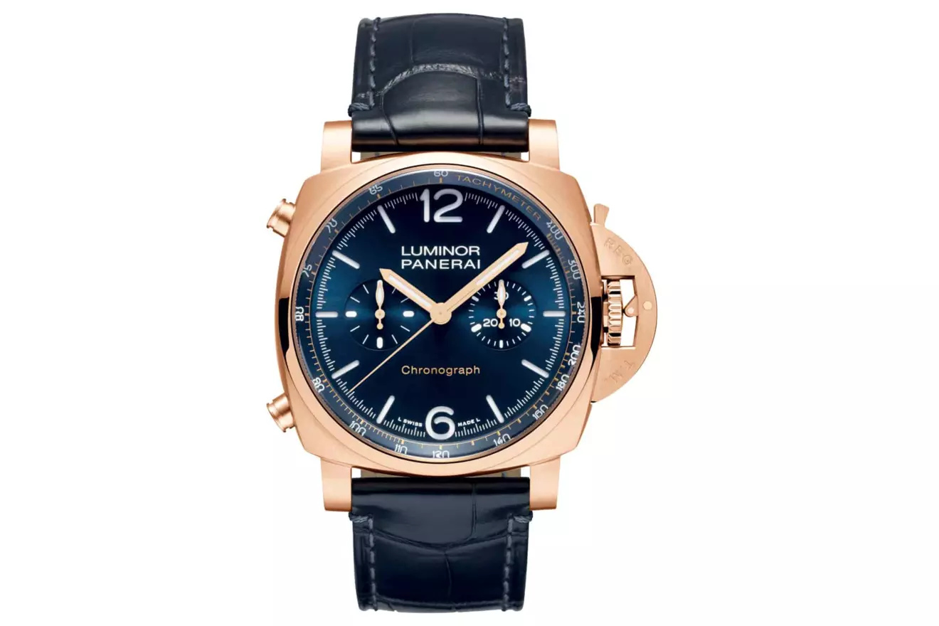 Ovo je fotografija Panerai Luminor Chrono Goldtech Blu Notte PAM 1111 zlatni satovi