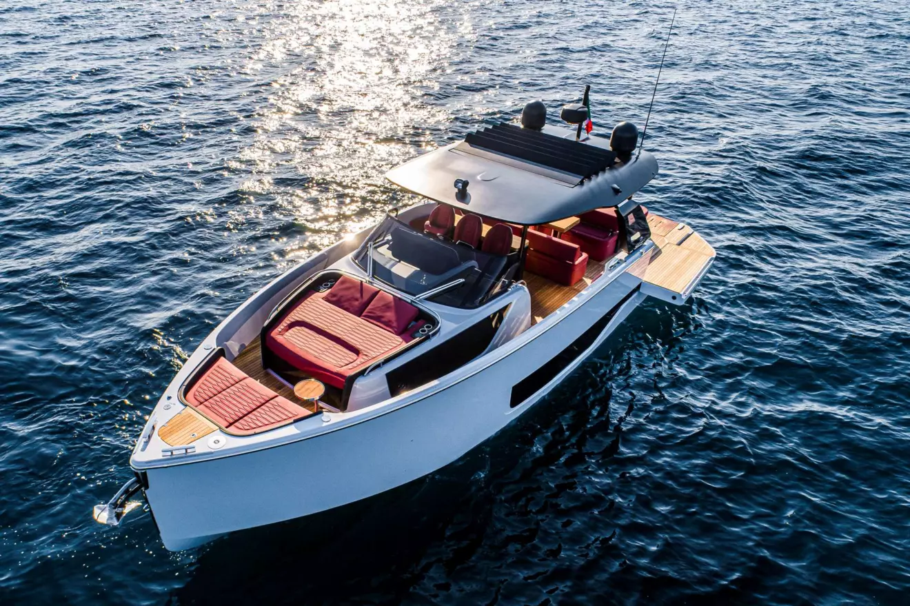 Cranchi A46 Luxury Tender - aerial bow view.JPG