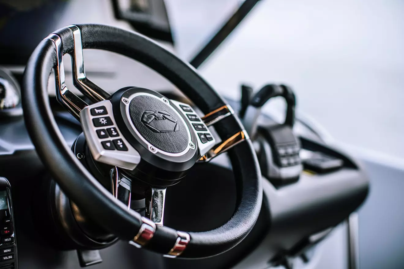Cranchi A46 Luxury Tender - steering wheel.JPG
