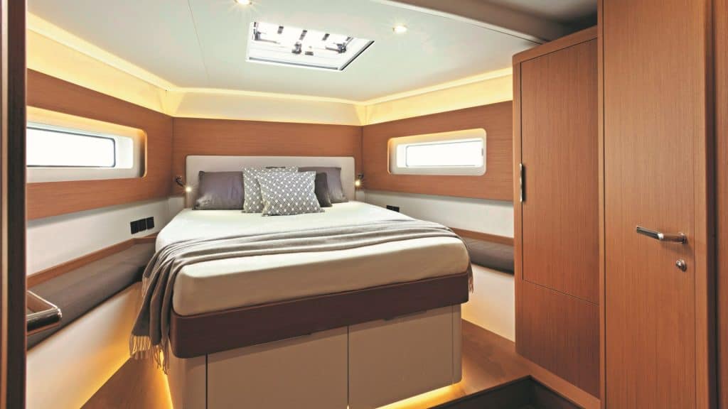 Thisi is a photograph of a Beneteau First 53 Yacht cabin