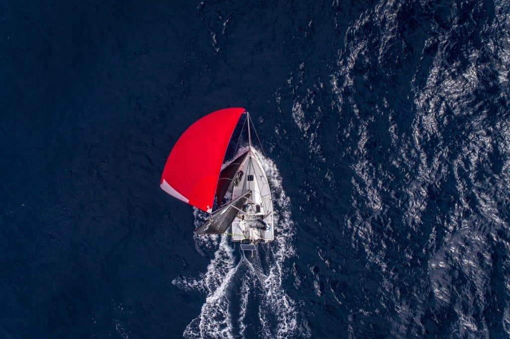 This is a photograph of a Classe Mini sailing in Croatia