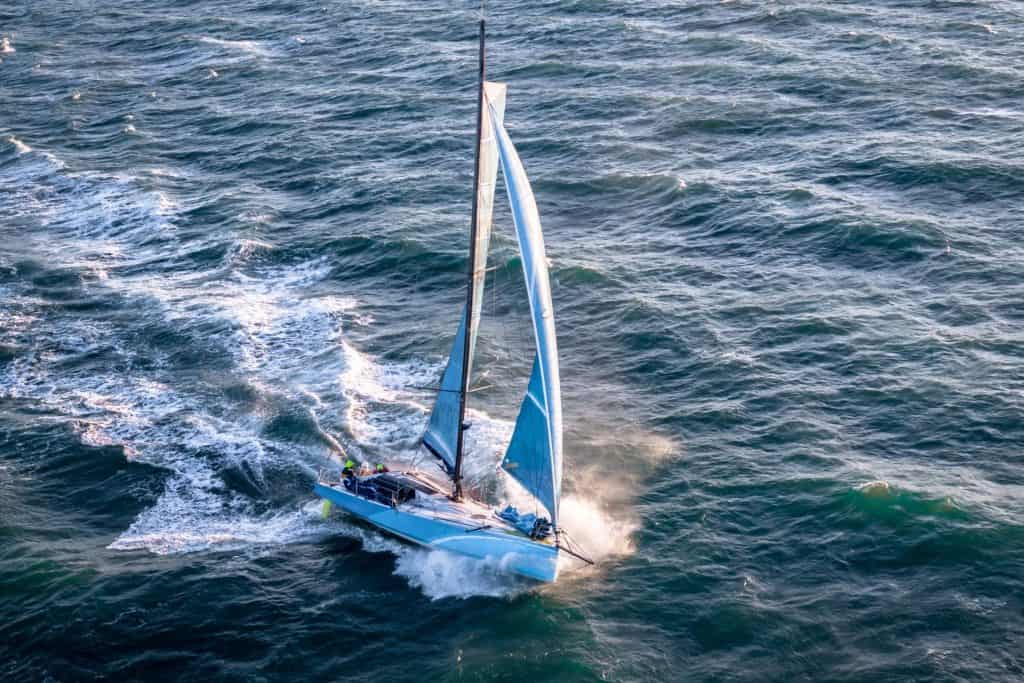 This is a photograph of a Optimus Prime sailboat