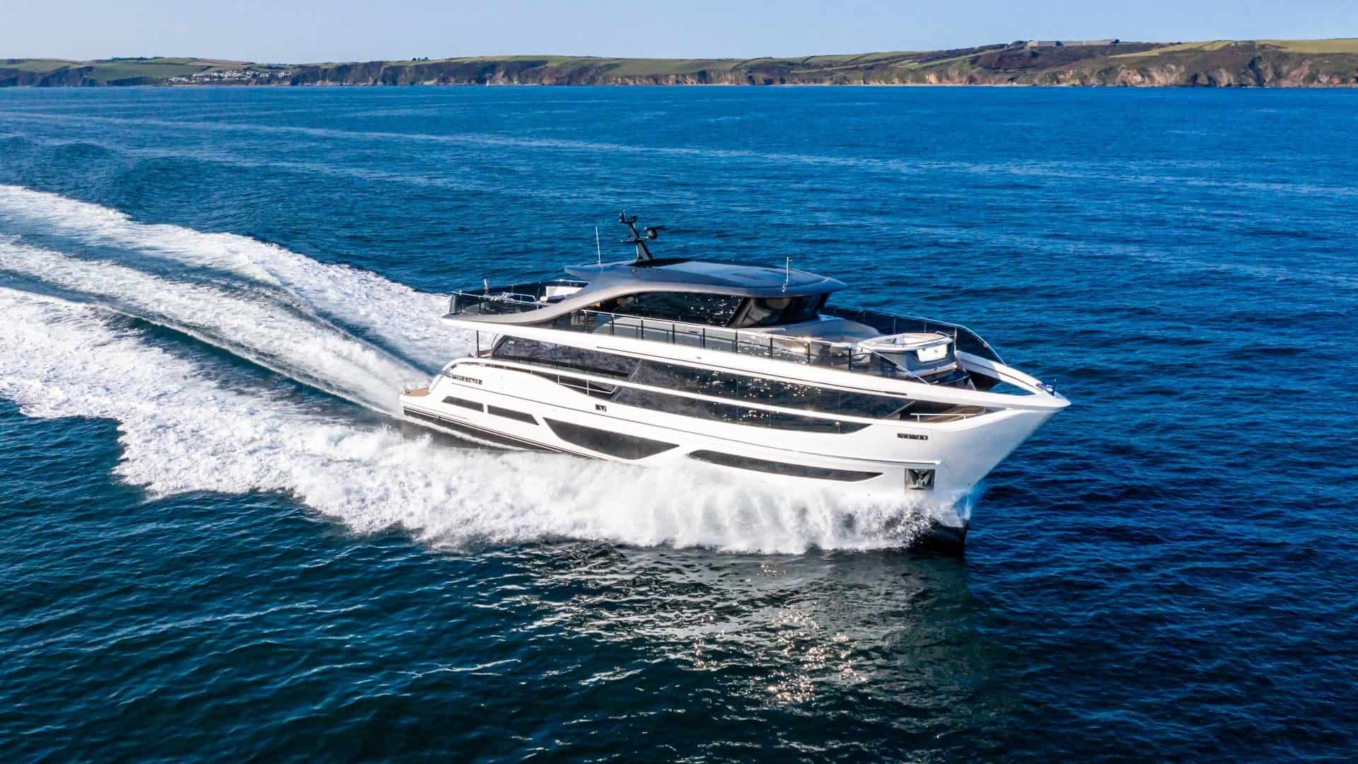 This is a photography of Princess X 95 White Hull Cruising