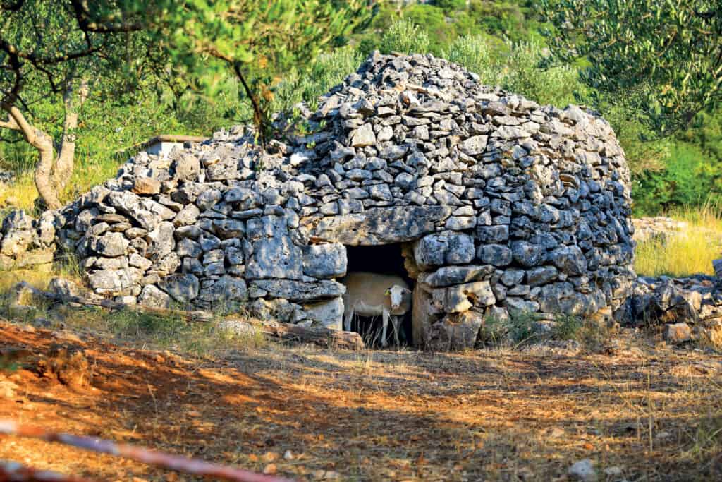 Ovo je fotografija starih kamenih kućica Brač