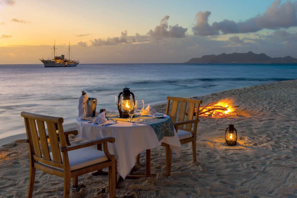 This is photo of a Petit St. Vicent dinner at beach