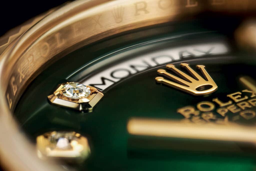 Ovo je fotografija Rolex Oyster Perpetual Day-Date brojčanika